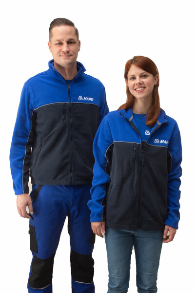 Zweifarbige, umweltfreundliche Unisex-Fleecejacke